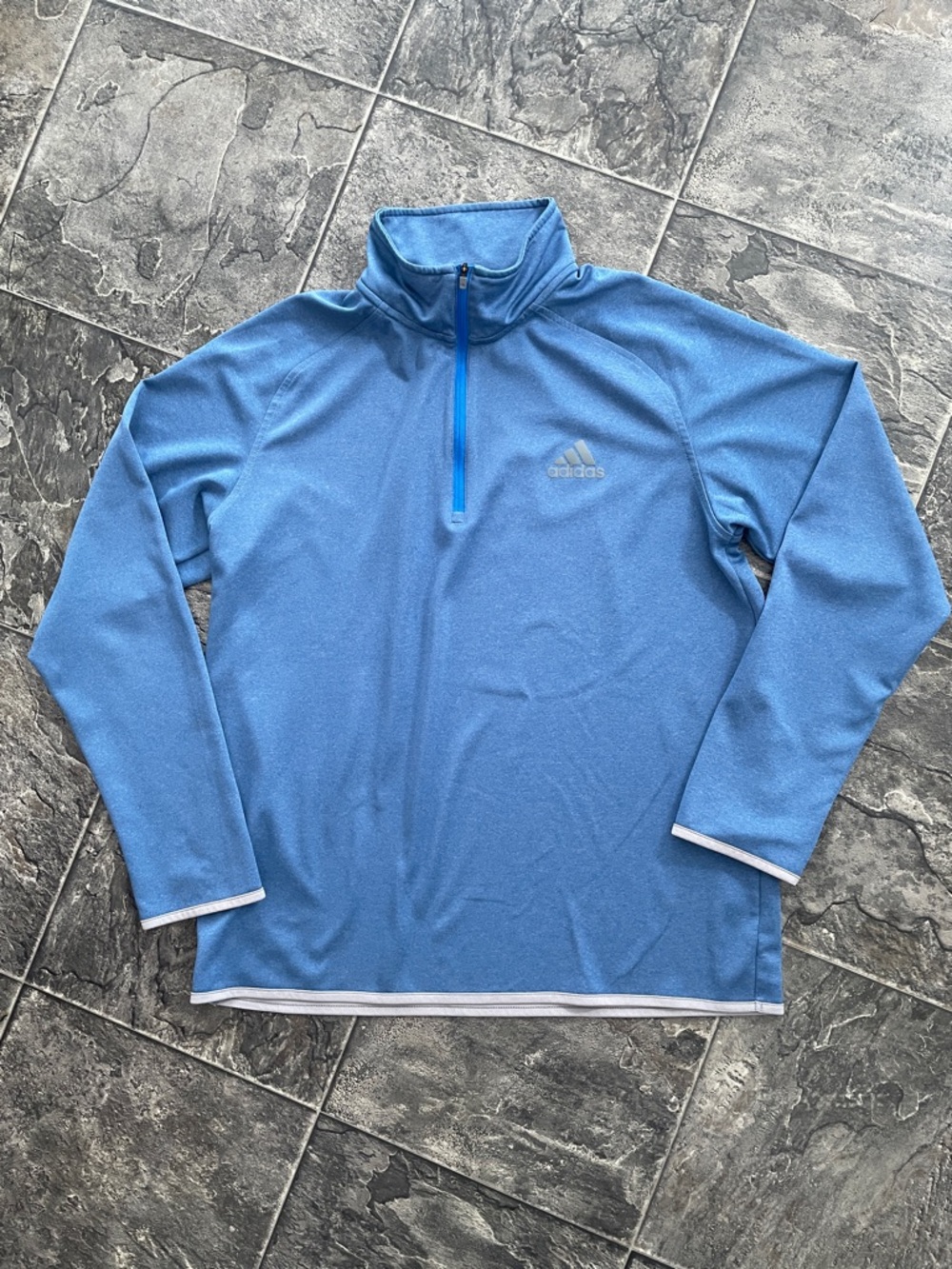 ADIDAS Men’s Blue 1/4-Zip Climalite Sporty Golf Coastal Long-Sleeve Pullover Top